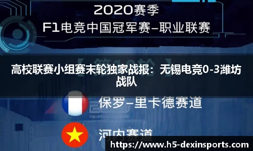 高校联赛小组赛末轮独家战报：无锡电竞0-3潍坊战队
